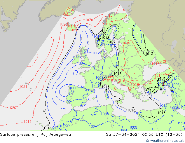 pression de l'air Arpege-eu sam 27.04.2024 00 UTC