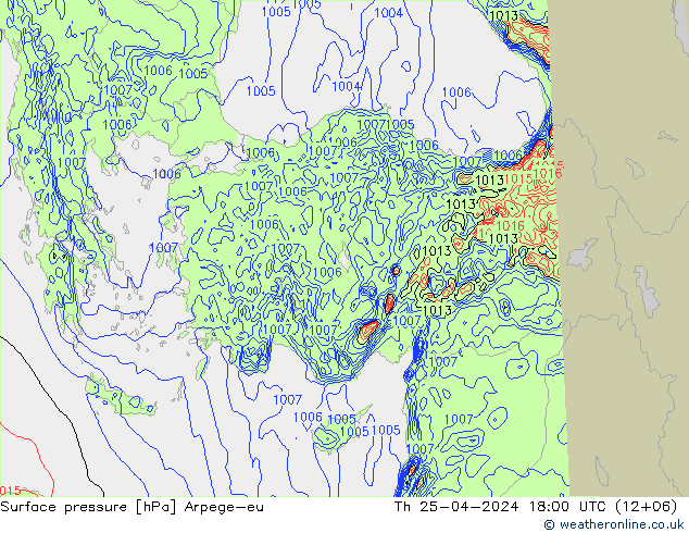 Yer basıncı Arpege-eu Per 25.04.2024 18 UTC