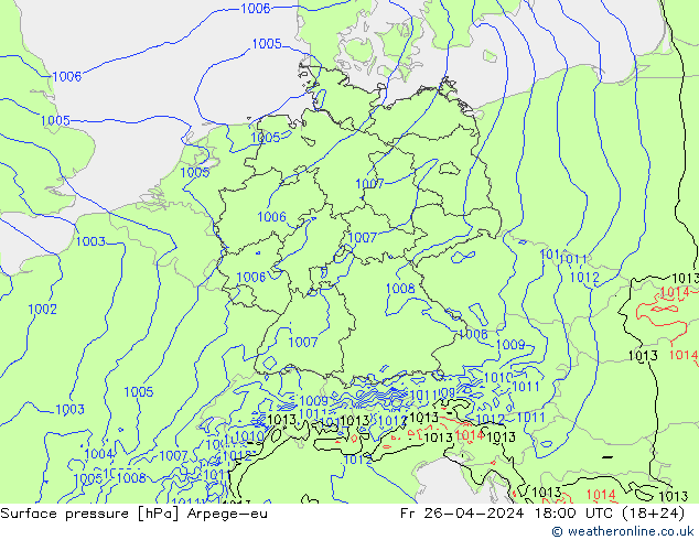 Bodendruck Arpege-eu Fr 26.04.2024 18 UTC