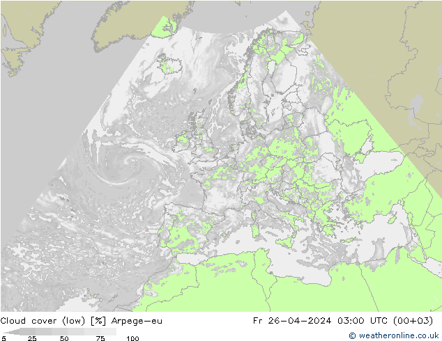 Wolken (tief) Arpege-eu Fr 26.04.2024 03 UTC