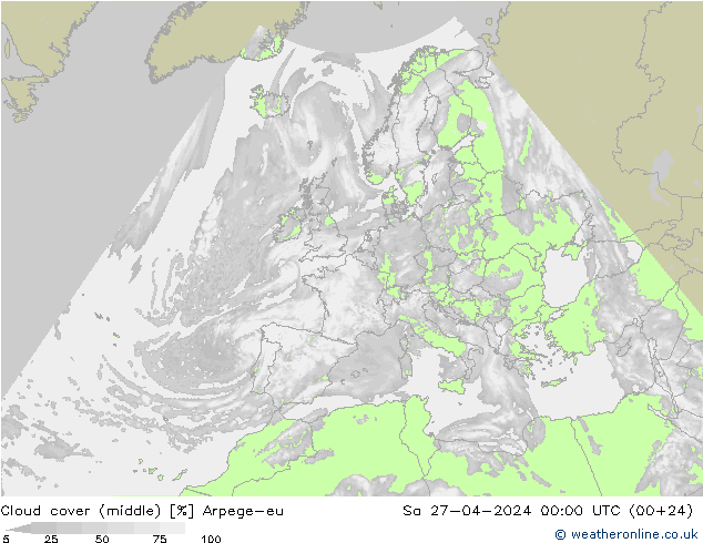zachmurzenie (środk.) Arpege-eu so. 27.04.2024 00 UTC