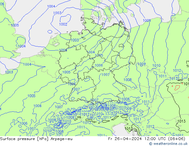 Luchtdruk (Grond) Arpege-eu vr 26.04.2024 12 UTC