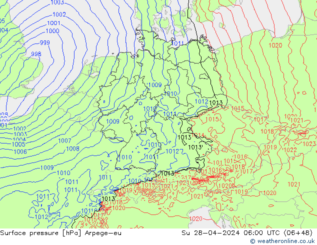 приземное давление Arpege-eu Вс 28.04.2024 06 UTC
