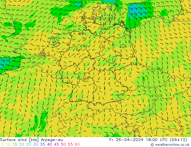 Surface wind Arpege-eu Fr 26.04.2024 18 UTC