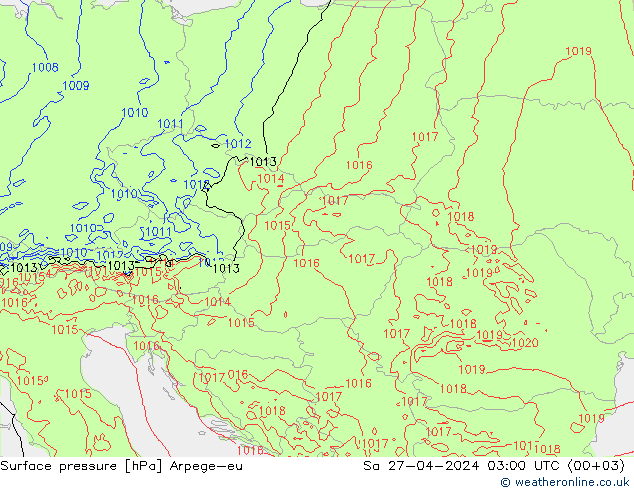 Surface pressure Arpege-eu Sa 27.04.2024 03 UTC
