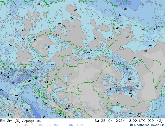 RH 2m Arpege-eu Su 28.04.2024 18 UTC