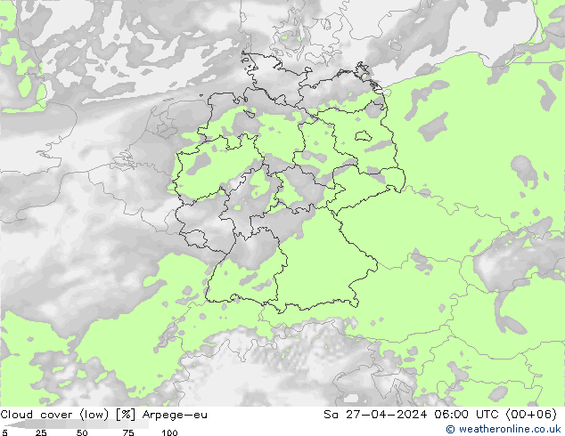 Nubi basse Arpege-eu sab 27.04.2024 06 UTC