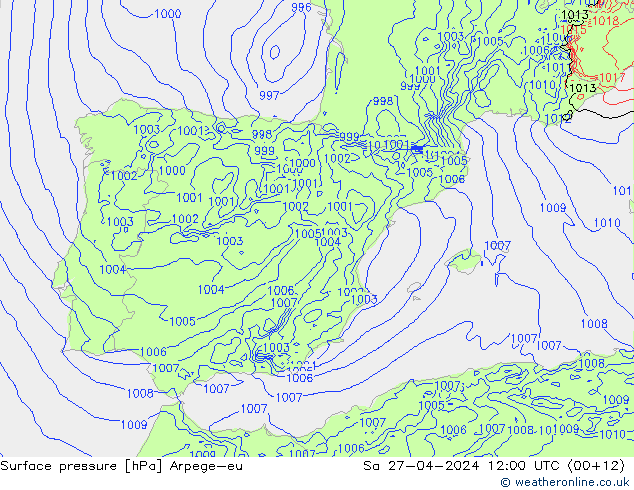 ciśnienie Arpege-eu so. 27.04.2024 12 UTC