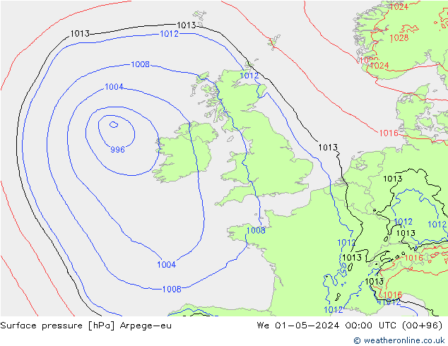 Surface pressure Arpege-eu We 01.05.2024 00 UTC