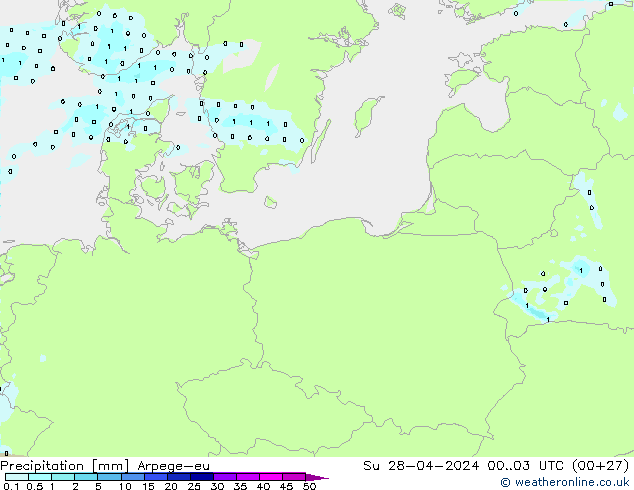 Srážky Arpege-eu Ne 28.04.2024 03 UTC