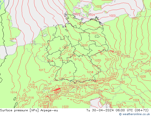 ciśnienie Arpege-eu wto. 30.04.2024 06 UTC