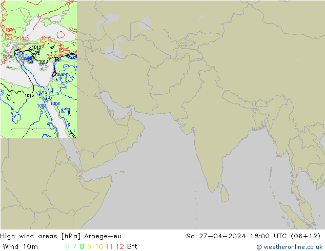 High wind areas Arpege-eu Sa 27.04.2024 18 UTC