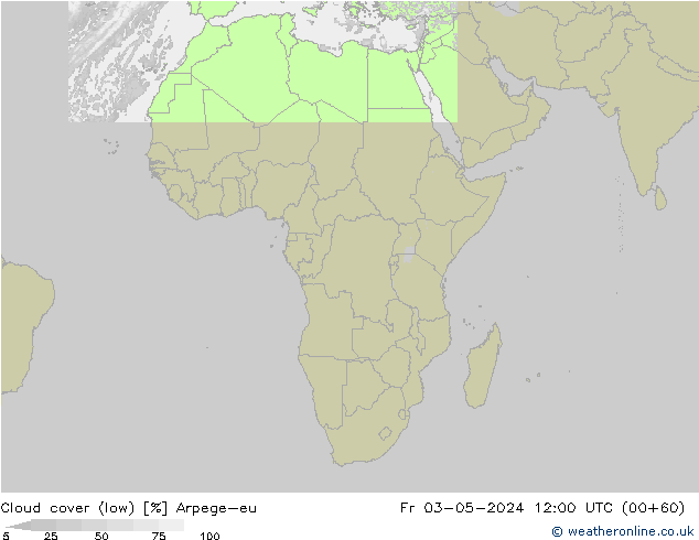 Nuages (bas) Arpege-eu ven 03.05.2024 12 UTC