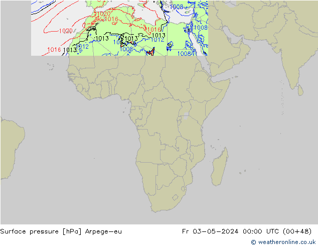 Atmosférický tlak Arpege-eu Pá 03.05.2024 00 UTC