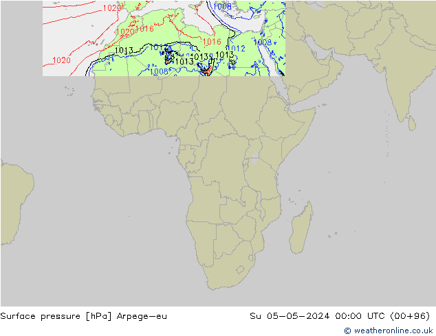 Bodendruck Arpege-eu So 05.05.2024 00 UTC