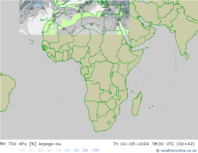 RH 700 hPa Arpege-eu Th 02.05.2024 18 UTC