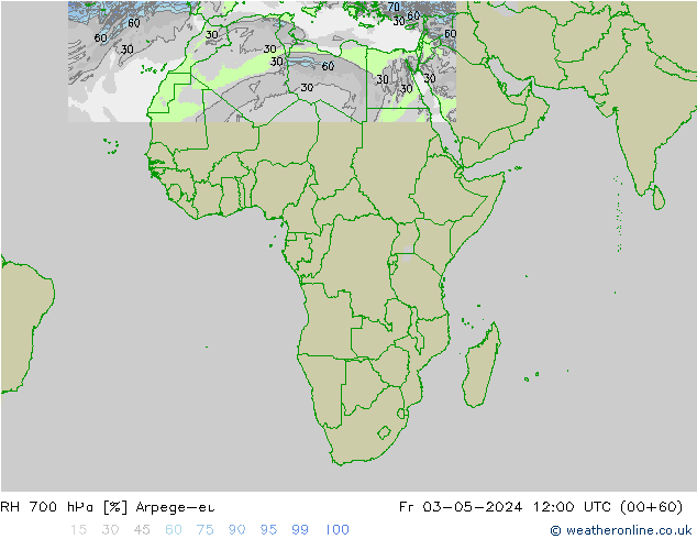 RH 700 hPa Arpege-eu Fr 03.05.2024 12 UTC