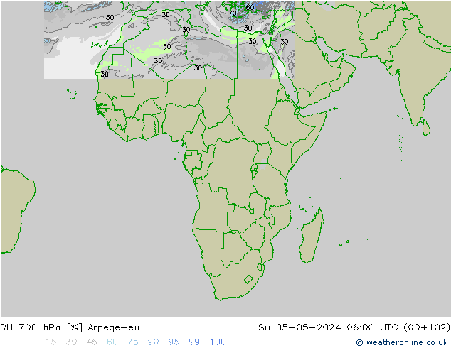 RH 700 hPa Arpege-eu  05.05.2024 06 UTC