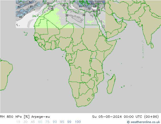 Humedad rel. 850hPa Arpege-eu dom 05.05.2024 00 UTC