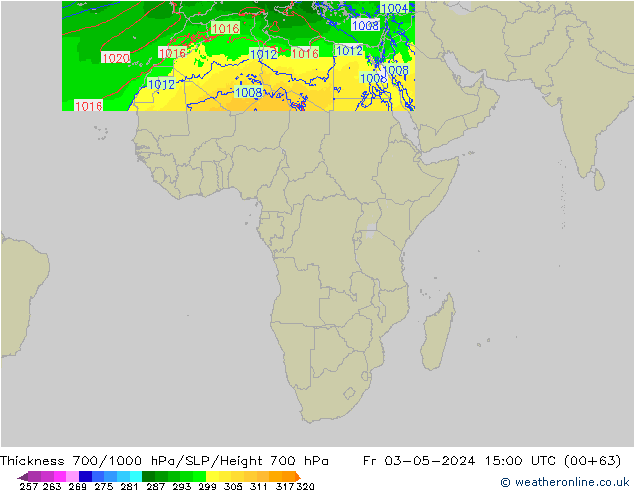 Thck 700-1000 hPa Arpege-eu Sex 03.05.2024 15 UTC