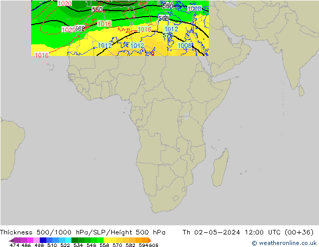 500-1000 hPa Kalınlığı Arpege-eu Per 02.05.2024 12 UTC