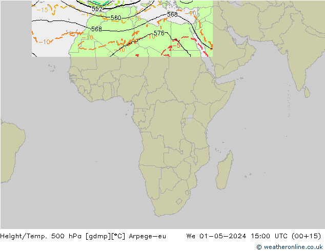 Height/Temp. 500 гПа Arpege-eu ср 01.05.2024 15 UTC