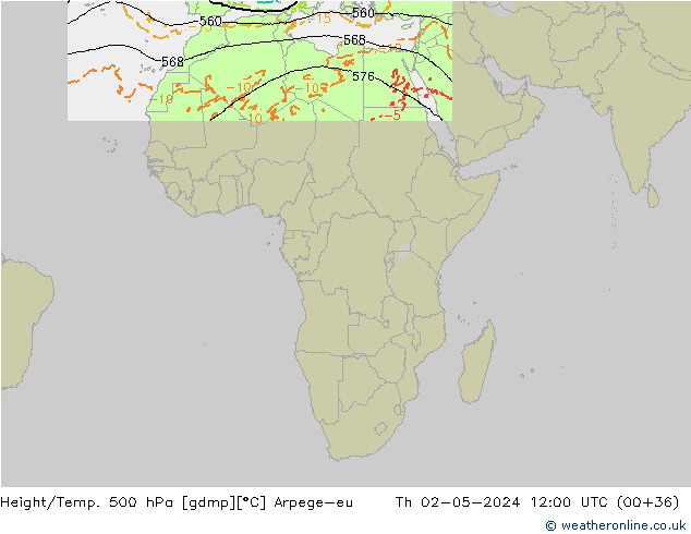 Height/Temp. 500 hPa Arpege-eu Qui 02.05.2024 12 UTC