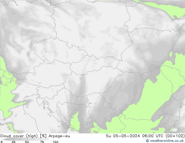 Bulutlar (yüksek) Arpege-eu Paz 05.05.2024 06 UTC