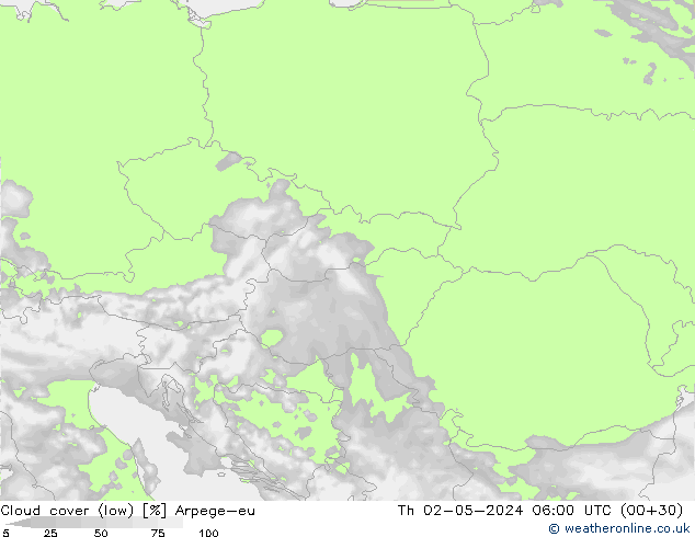Nubi basse Arpege-eu gio 02.05.2024 06 UTC