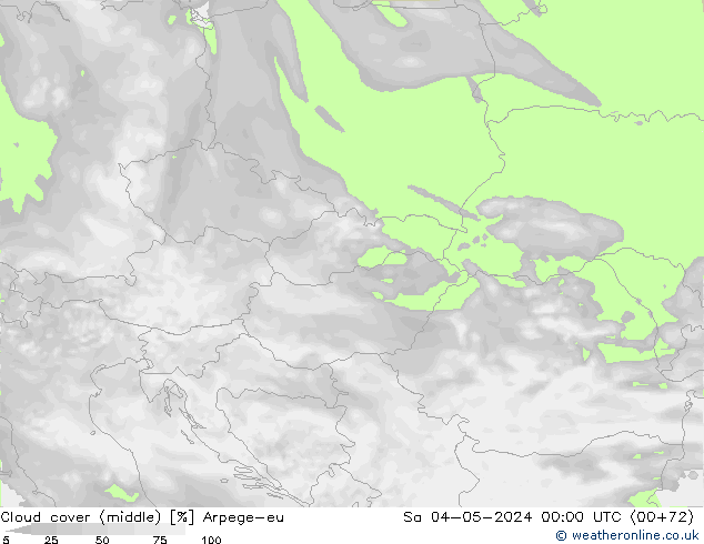 Cloud cover (middle) Arpege-eu Sa 04.05.2024 00 UTC