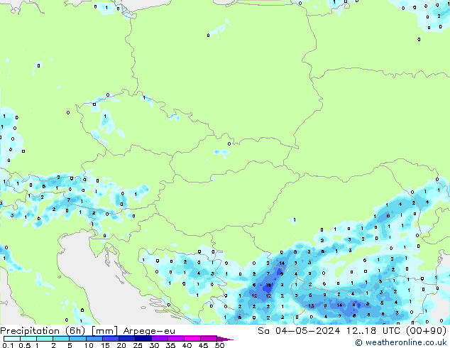 Precipitation (6h) Arpege-eu Sa 04.05.2024 18 UTC