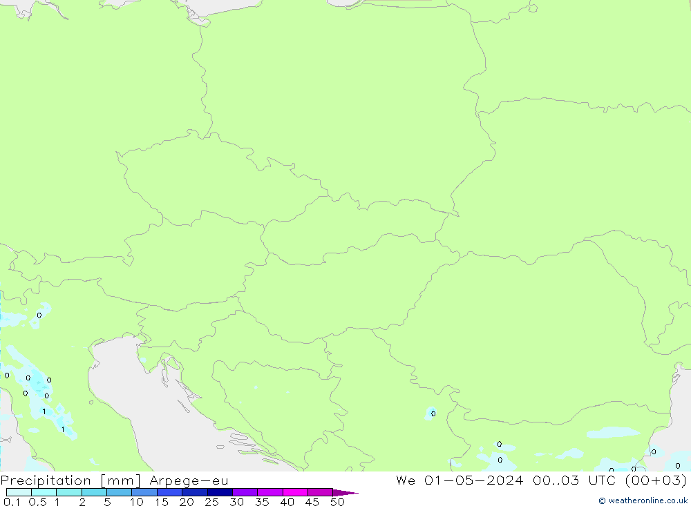 осадки Arpege-eu ср 01.05.2024 03 UTC