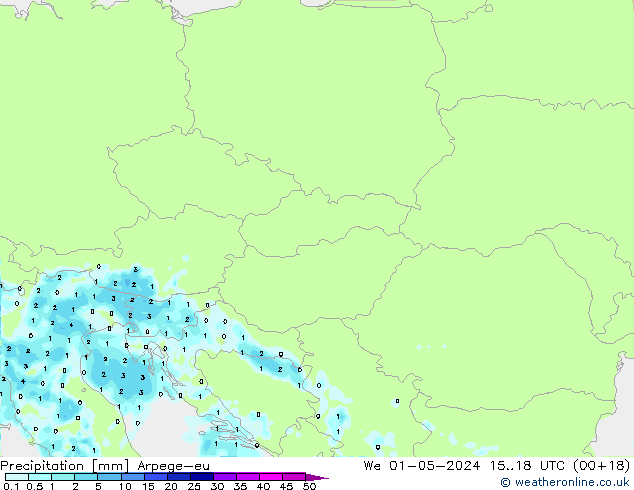 Precipitation Arpege-eu We 01.05.2024 18 UTC