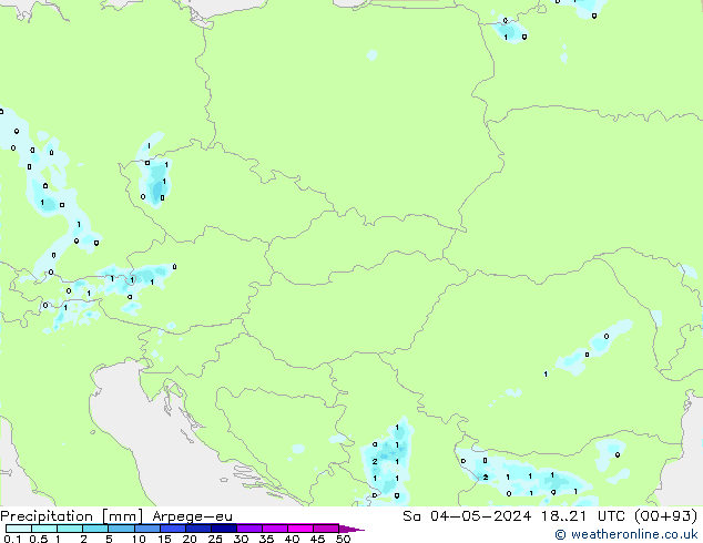 Srážky Arpege-eu So 04.05.2024 21 UTC