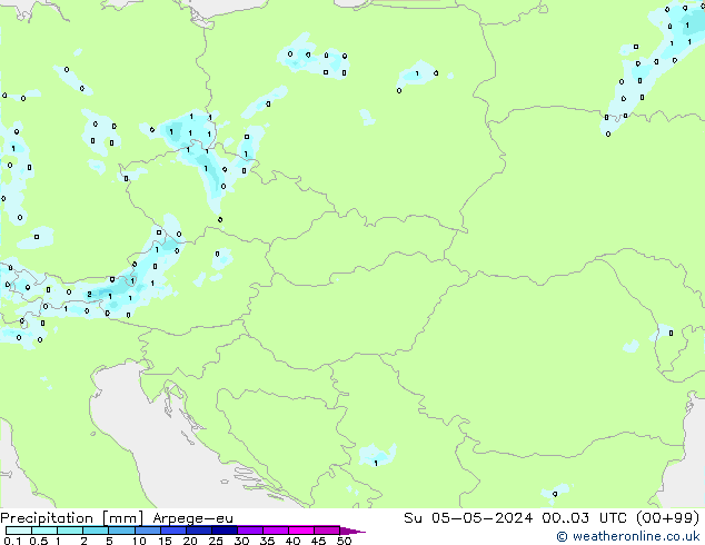 осадки Arpege-eu Вс 05.05.2024 03 UTC