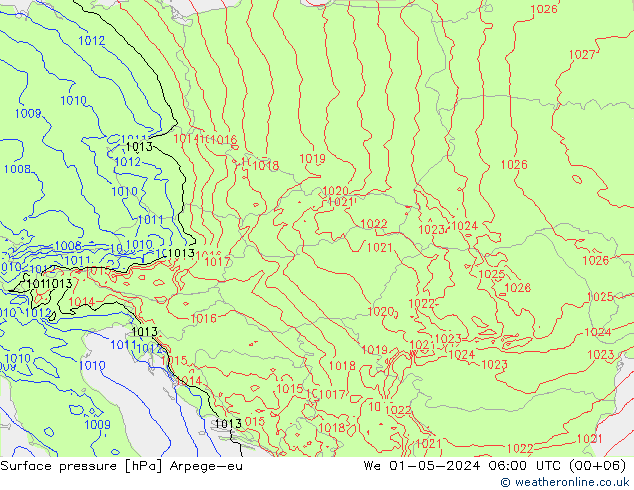 pressão do solo Arpege-eu Qua 01.05.2024 06 UTC
