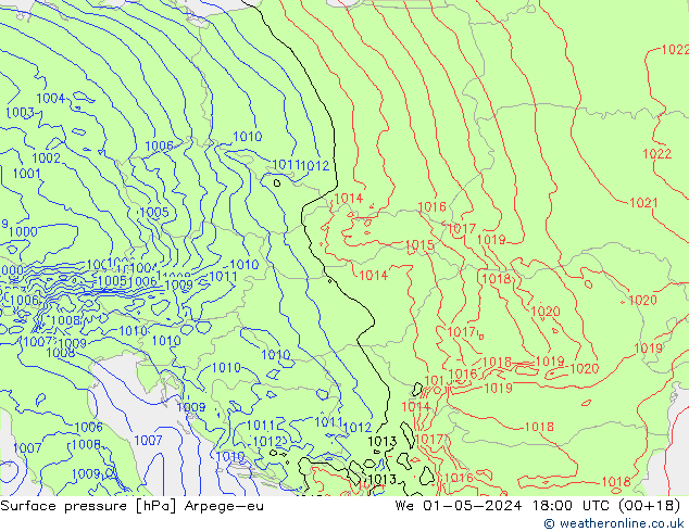 pressão do solo Arpege-eu Qua 01.05.2024 18 UTC