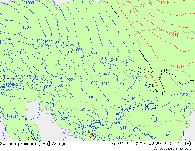 приземное давление Arpege-eu пт 03.05.2024 00 UTC