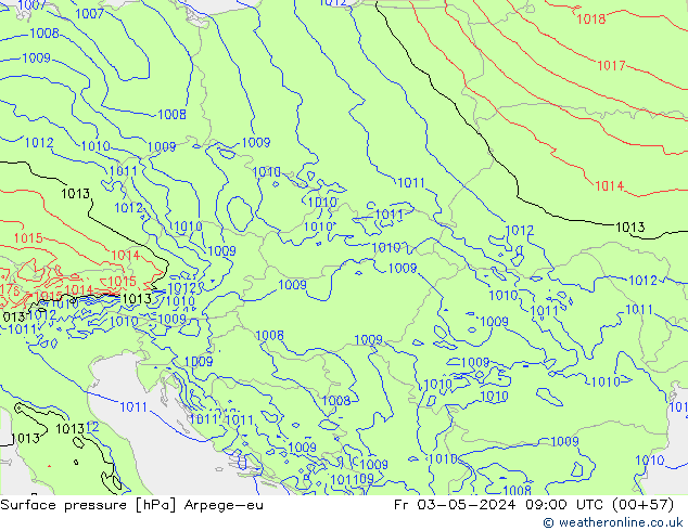 Surface pressure Arpege-eu Fr 03.05.2024 09 UTC