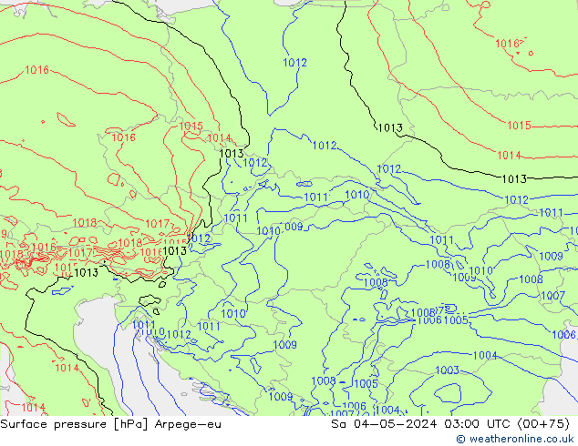 Surface pressure Arpege-eu Sa 04.05.2024 03 UTC