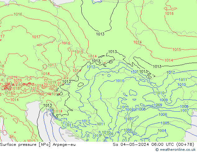 Surface pressure Arpege-eu Sa 04.05.2024 06 UTC