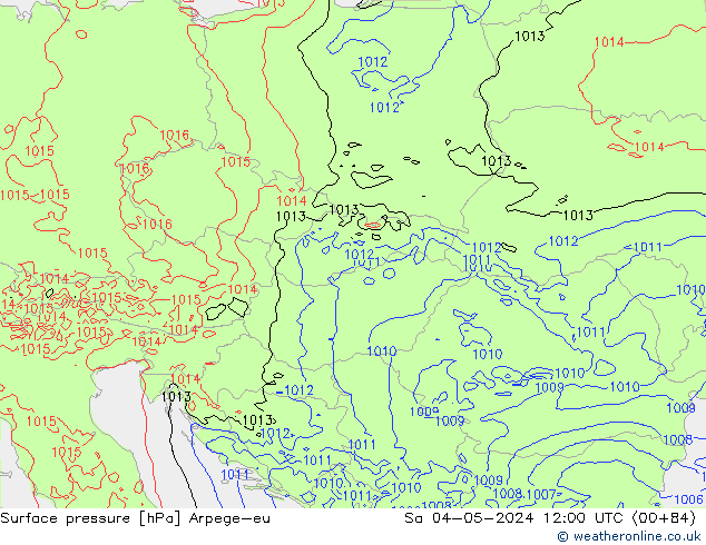 Atmosférický tlak Arpege-eu So 04.05.2024 12 UTC