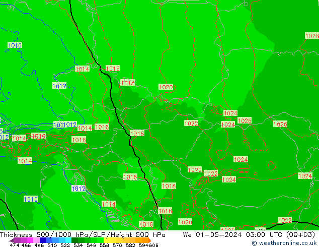 Thck 500-1000гПа Arpege-eu ср 01.05.2024 03 UTC