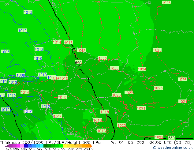 Thck 500-1000hPa Arpege-eu mer 01.05.2024 06 UTC