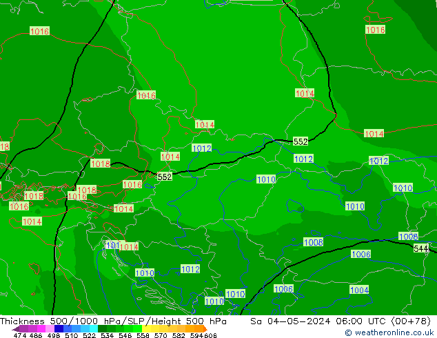 Thck 500-1000hPa Arpege-eu  04.05.2024 06 UTC