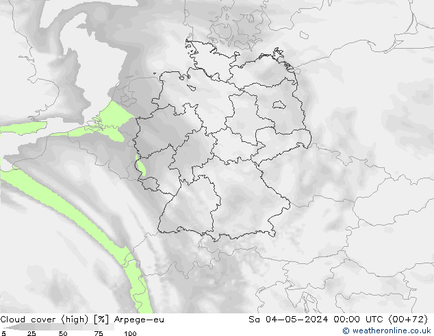 vysoký oblak Arpege-eu So 04.05.2024 00 UTC