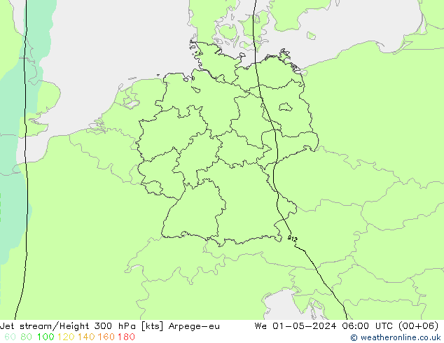 Jet stream/Height 300 hPa Arpege-eu We 01.05.2024 06 UTC