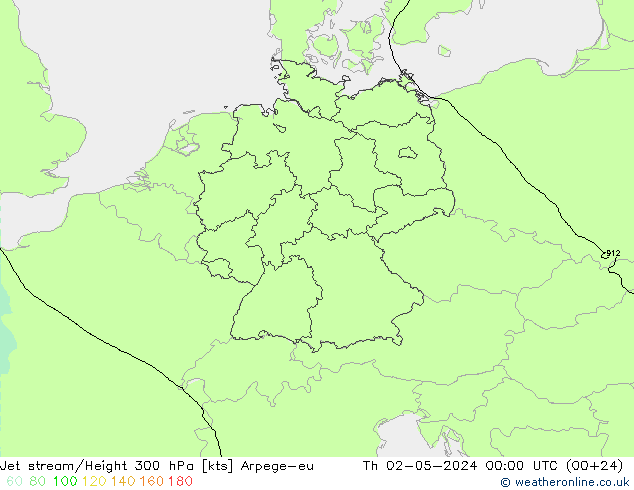 Jet stream/Height 300 hPa Arpege-eu Čt 02.05.2024 00 UTC