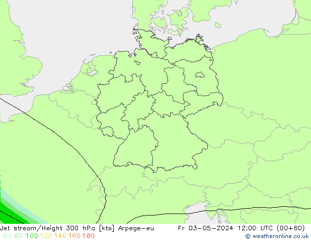 Jet stream/Height 300 hPa Arpege-eu Pá 03.05.2024 12 UTC