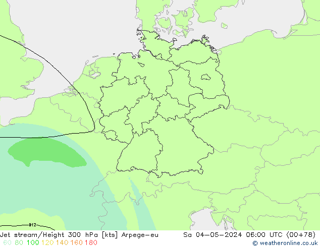 Jet stream Arpege-eu Sáb 04.05.2024 06 UTC